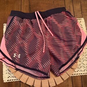 Under Armour Women's Pink and Navy Striped Shorts